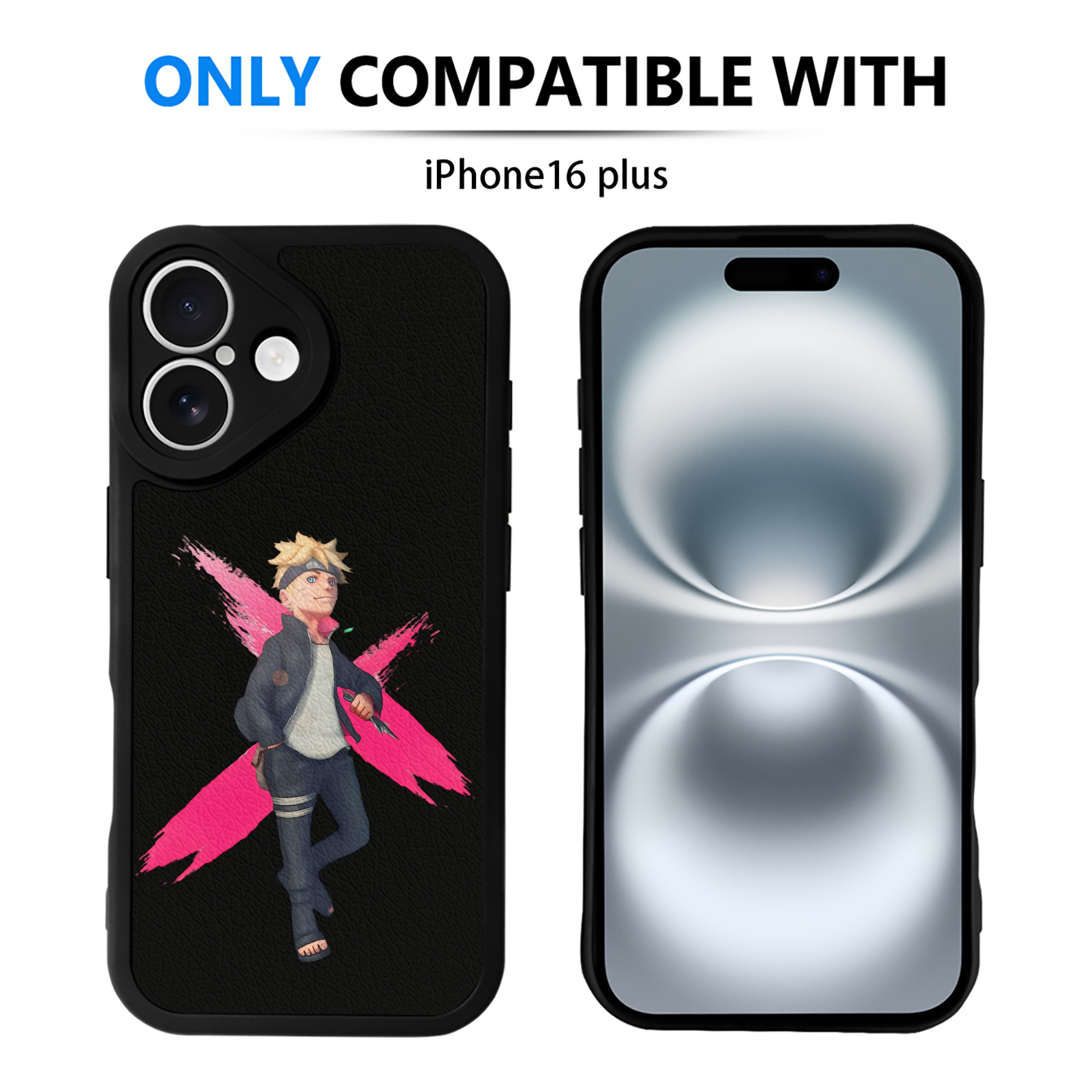 （画像用） NARUTO -ナルト- うずまき ボルト Uzumaki Boruto 【iPhone 16シリーズ対応】シリコンスマホケース（レザー調） 材質：シリコン